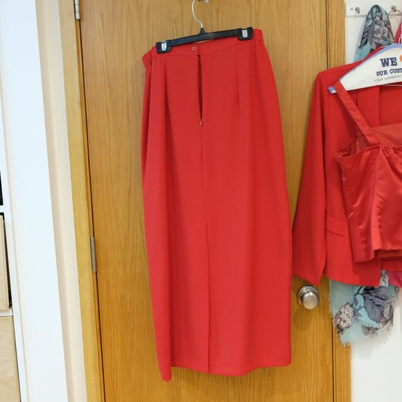 Zahara, Red Ankle Length Long Skirt Dress Suit with Rhinestone Cami - Picture 11 of 12